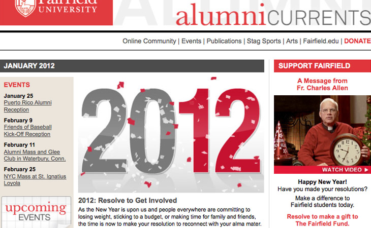 Alumni Currents: Fairfield University monthly alumni e-newsletter